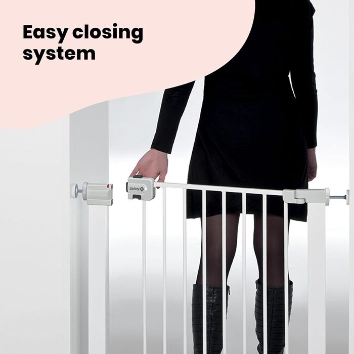 Ворота захисні Safety 1st Auto Close, Treppenschutzgitter без свердління, 73–80 см (розширюється до 136 см), автоматичне закривання, відкривання однією рукою, двостороння фіксація, білий (SecureTech)
