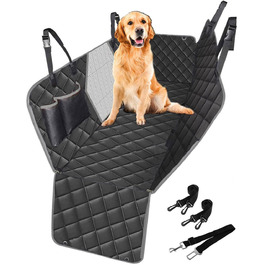 Чохол на сидіння для собак, 100% водовідштовхуючий, стійкий до подряпин, з сітчастим вікном, для заднього сидіння, миючий, довговічний, для автомобілів, вантажівок, позашляховиків, сірий-чорний