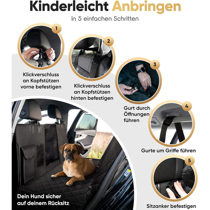 Захисна автомобільна накидка для собак HELDENWERK: водовідштовхувальна, стійка до подряпин, універсальна, з боковим захистом та оглядовим вікном