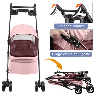 Дитяча коляска 3 в 1 для собак та котів, складні, з колесами EVA, ручка, 3 вікна з сітки, тримач для напоїв, для маленьких та літніх собак, тролей для людей з обмеженими можливостями, 50 x 70 x 95 см