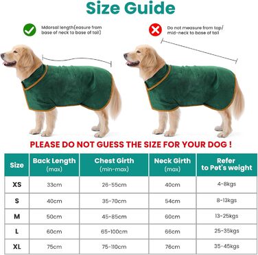 Рушник для собак PETTOM з мікрофібри, швидковисихаючий, бавовняний, супер-поглинаючий, для великих, середніх та маленьких собак (M, Зелений) M Темно-зелений