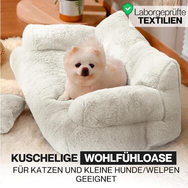 Кігтеточка-софа для котів та собак Noviclass Simba, 70x48 см, з міні-подушкою, знімний чохол (кремовий)