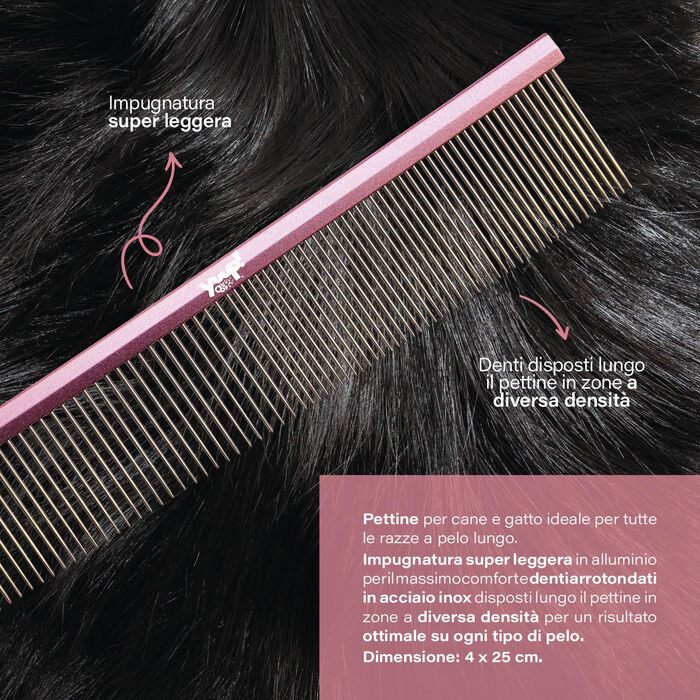 Гребінець YUUP! для собак та котів з широкими закругленими зубцями з нержавіючої сталі (PINKCOMB mini)