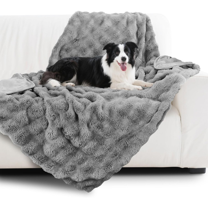 Водонепроникний плед для собак Nobleza, теплий фланелевий плед для котів та собак, 120 x 100 см, двосторонній, можна прати в машині, для диванів та ліжок, преміум якість, сірий (XL 150 x 120 см)