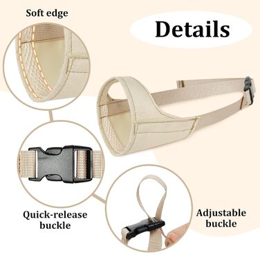 Майзерзон Намордник для собак з короткою мордою, м'який, для Чихуахуа, Ші-тцу, Американського Буллі, Боксера, цуценят, для грумінгу, до ветеринара, запобігає укусам, хакі, XXS (діаметр морди 3.5-4.25