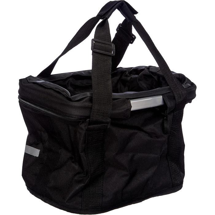 Фронтальний велосипедний кошик BÜCHEL | Складана сумка-кошик для покупок | З кріпленням Express для швидкого встановлення | Чорний | Аксесуар для велосипеда