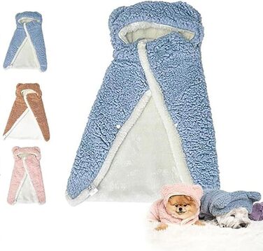 Теплий плед-халат для собак та котів, м'який плед-халат для домашніх тварин, теплий зимовий халат для собак, різні розміри (M, Синій)