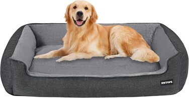 Ліжко для собак, м'яке ліжко-софа для тварин, зручне гніздо для собак, сіре, знімний і пральний чохол, 110 x 86 x 26 см