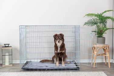 TRIXIE переносна клітка для собак Home XL, 116×86×77 см, складна, металева, з 2 дверима та замками, для транспортування і дому, срібляста