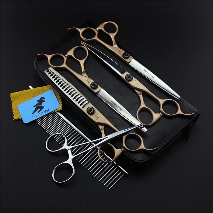 Набір професійних ножиць для грумінгу домашніх тварин 7,0 дюймів, з нержавіючої сталі 6Cr, для собак, легкі, гострі та довговічні
