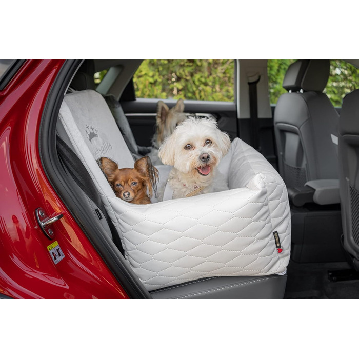 Автокрісло для собак Bella Weiß: комфортне та миготне автокрісло з штучної шкіри та плюшу, 55x55 см