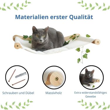 Кішка лежанка на стіну TREKAM - зручна кішка гамак на стіну для котів до 12 кг, елегантна та стійка, частина котячої стіни