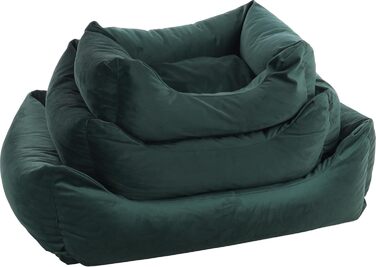 Лежанка для собак Flamingo Elena, зелена, прямокутна, 65x50x20 см, антислизька, миється, м'яка, люкс-дизайн