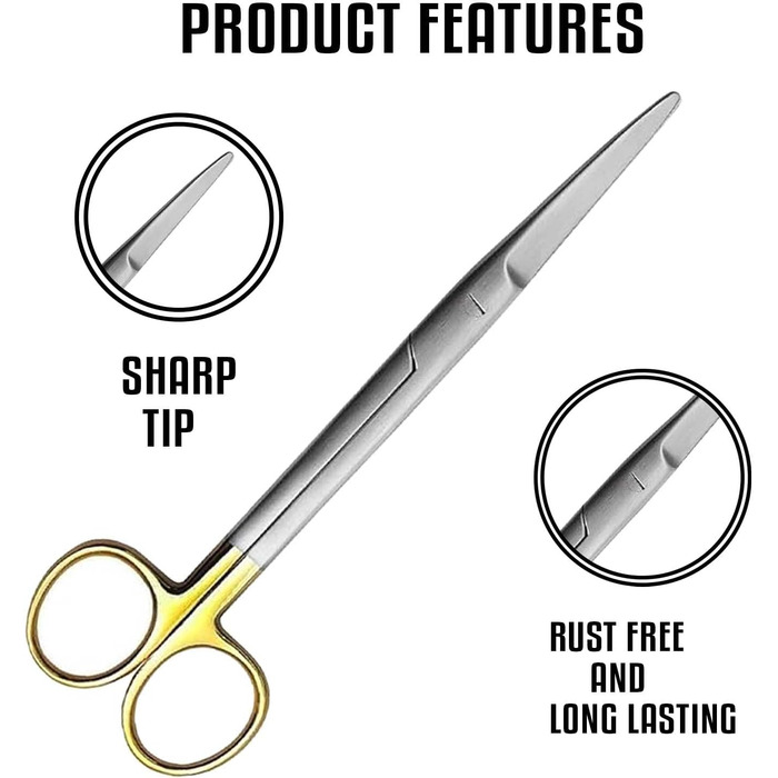 Хірургічні ножиці для перев'язки - 17 см, вигнуті, тупі кінці, з нержавіючої сталі. Підходять для котів та собак. Mayo Dissecting Blunt Scissors