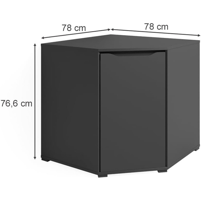 Комод Vicco Ruben з дверцятами, антрацит, 78x77,6 см, шафа для зберігання