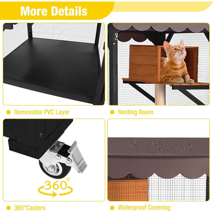 Кітче (Catio) для котів X-ZONE: вулиця, будинок, ліжко, дряпка, 80x80x182.5 см (сірий)