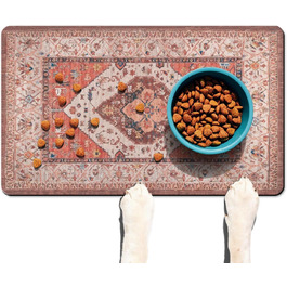 Килимок під годівницю для котів та собак, водонепроникний, 43.2 x 76.2 см, Boho, Етно, Оранжевий