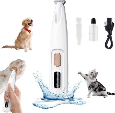 Триммер для собак VSSHE: професійний, безшумний, вологостійкий, з LED-підсвічуванням, акумуляторний, для догляду за лапами, очима, вухами, обличчям та тілом собак та котів