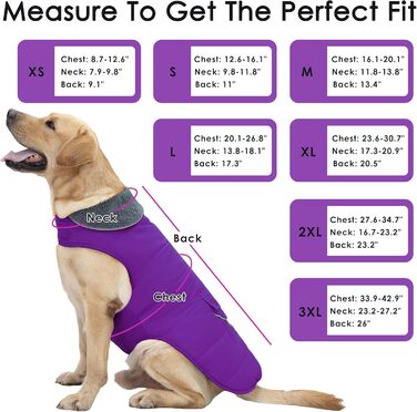 Зимовий теплий одяг для собак: жилет з кишенею та світловідбиваючими смугами. Підходить для цуценят та собак різних розмірів (3XL). Колір: фіолетовий