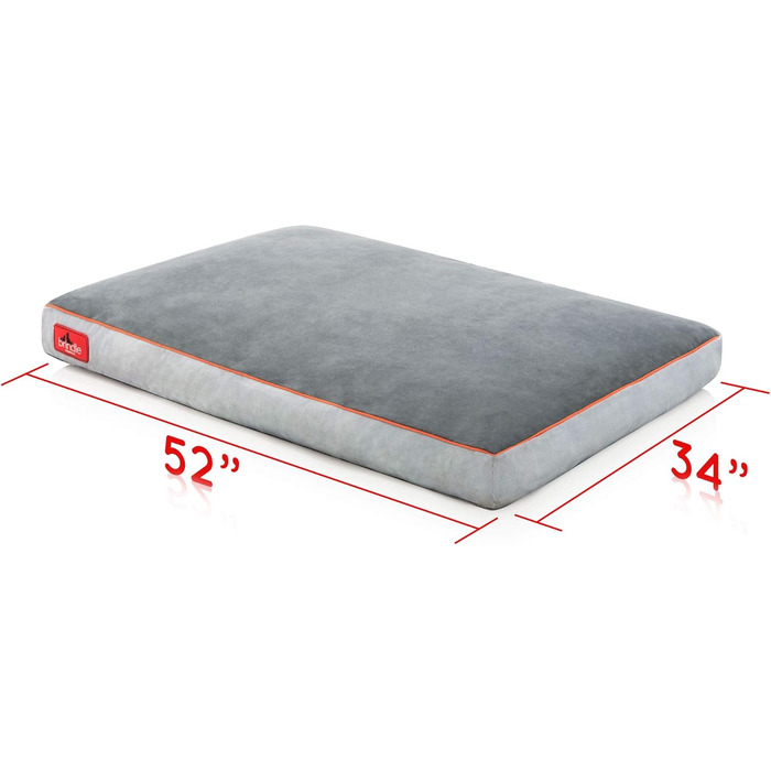 Brindle ортопедичне ліжко для собак з подрібненої піни Memory Foam, знімний та праний чохол, 132×86 см, сірий
