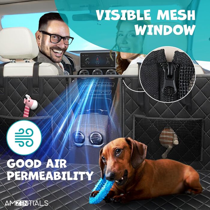 Захисний чохол на сидіння автомобіля для собак, 137,2 x 147,3 см, водовідштовхувальний, з ременями безпеки та гачками, подовжувач заднього сидіння для собак, ковдра для собак в авто, чохол на заднє сидіння