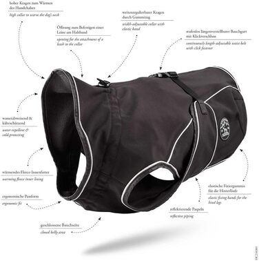 Собачий дощовик HUNTER UPPSALA Softshell чорний, водонепроникний, вітрозахисний, спортивний дизайн, флісовий підклад, регульований, з відбивачами, розмір 50