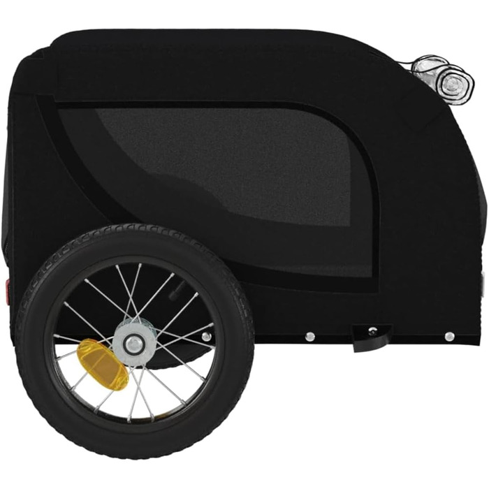 Причіп для велосипеда, переноска для собак, чорний (124x53x53 см)