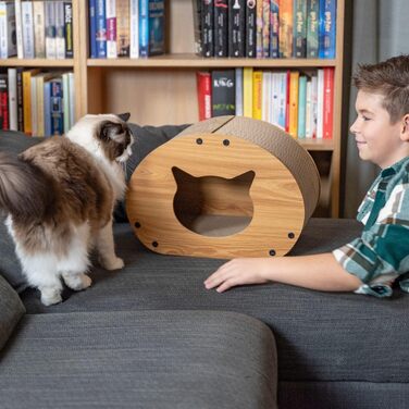 Котячий когтетоп з картону та килима, 30x43x25 см - іграшка для котів, натуральний матеріал