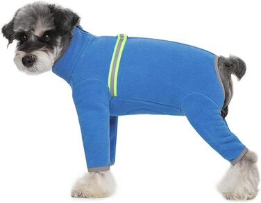 Тепла флісова куртка для собак, зимовий одяг для цуценят, тепла куртка з капюшоном, теплий комбінезон для собак, з кільцем D, для холодної погоди, для собак маленьких та середніх порід, розмір XXL (блакитний) 2XL - довжина спини 40 см, блакитний