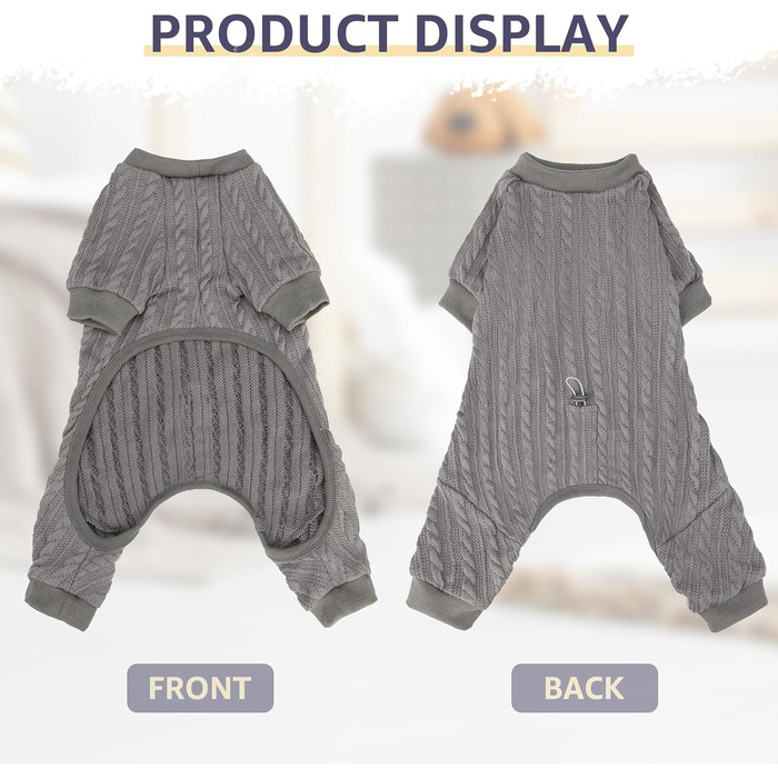 Піжама для собак SCENEREAL: теплий зимовий халат, пуловер для цуценят, рожевий, розмір S (груди 20 дюймів), XL (груди 32 дюйми), сірий