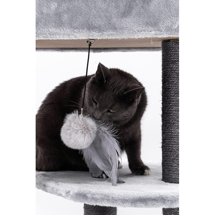 Котячий дряпак Petrebels Charlotte 134 см, преміум-якість, з гамаком, лежаком і будкою, сірий