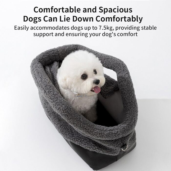 Транспортувальна сумка для собак - м'яка переноска для маленьких собак, легка та портативна, схвалена авіакомпаніями, з сіткою для вентиляції та плечовим ременем (сіра)