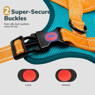 Шлейка для собак FAYOGOO з переднім кріпленням, не тягне, регульована, м'яка, з підкладкою, для малих, середніх та великих собак, синього кольору (S)