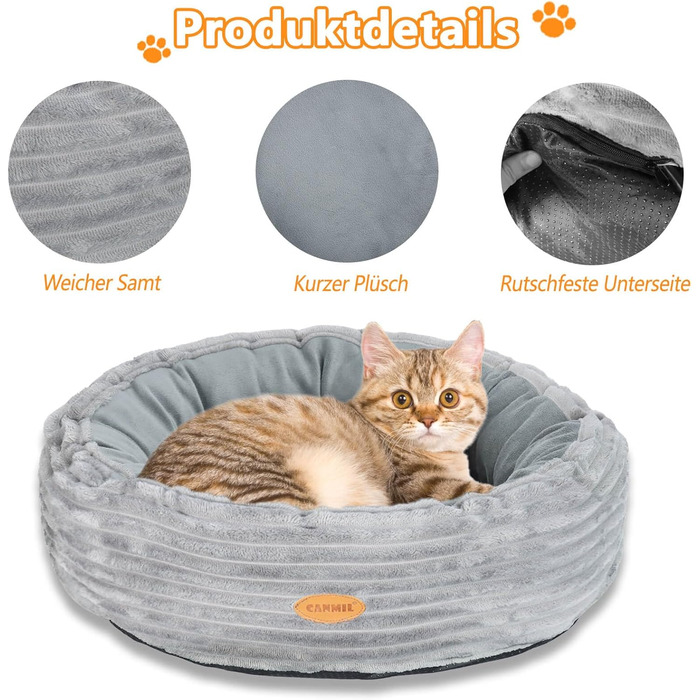 Підігрівальне ліжко для котів GDGZT, 50.8 см, миється, для дому, м'яке з підігріваючим килимком, у вигляді пончика для котів та маленьких собак