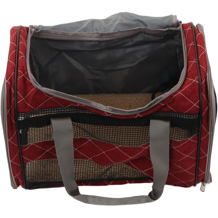 Транспортна переноска для собак та котів, складана, дихаюча, м'яка переноска з плечовим ремінцем (Бургунді)