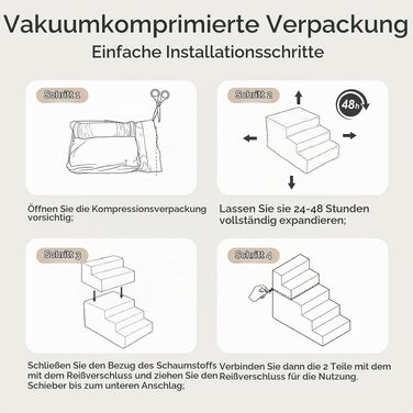 Сходи для маленьких собак Sytopia, 5 ступенів, з пінополіуретану Memory Foam та кукурудзяного оксамиту, сірі (висота 57 см)