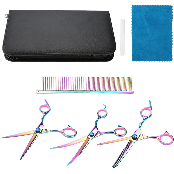 Набір професійних ножиць для грумінгу собак та котів, нержавіюча сталь, вигнуті