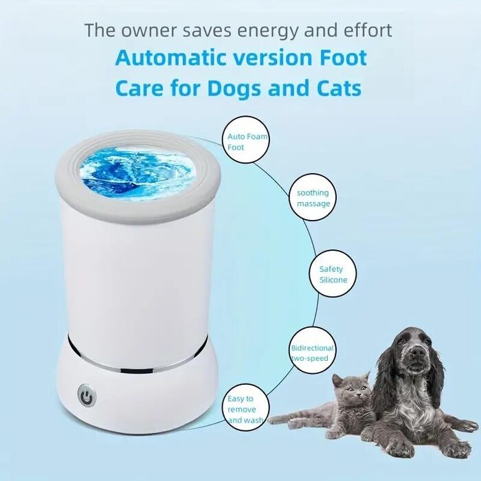 Автоматичний очищувач лап для тварин: портативний, знімний, з м'якою силіконовою щіткою для собак та котів