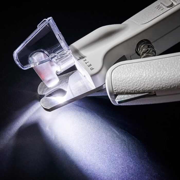 Pawloo LED-Кліпер для обрізання кігтів собак та котів з LED-підсвічуванням, білий. Включає пилку для кігтів та захисний ковпачок