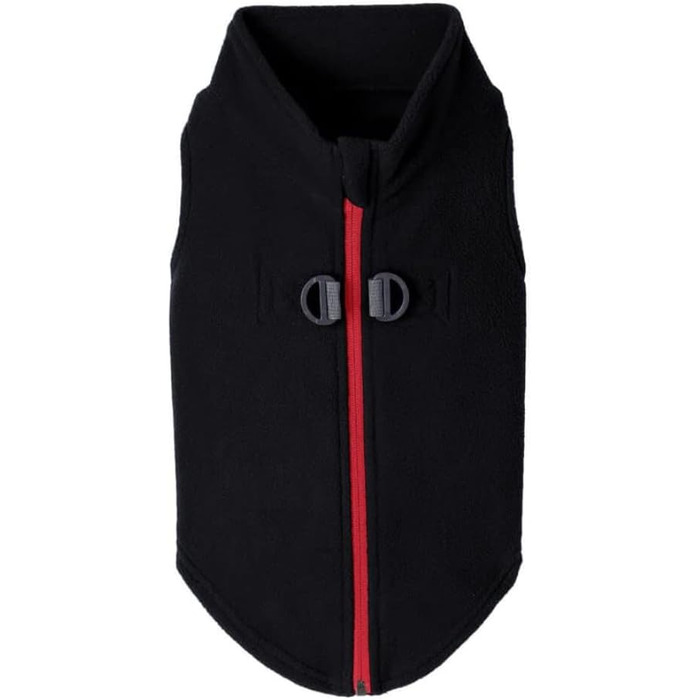 Теплий пуловер для собак Gooby з блискавкою з флісу, чорний, розмір XS. Зручна флісова куртка для собак з двома кільцями для повідка – зимовий пуловер для маленьких та середніх собак.