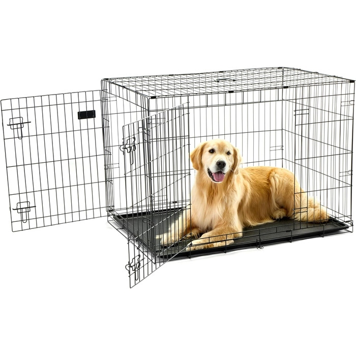 Клітка для собак Carlson Pet Products, металева, з подвійними дверима, велика, чорна