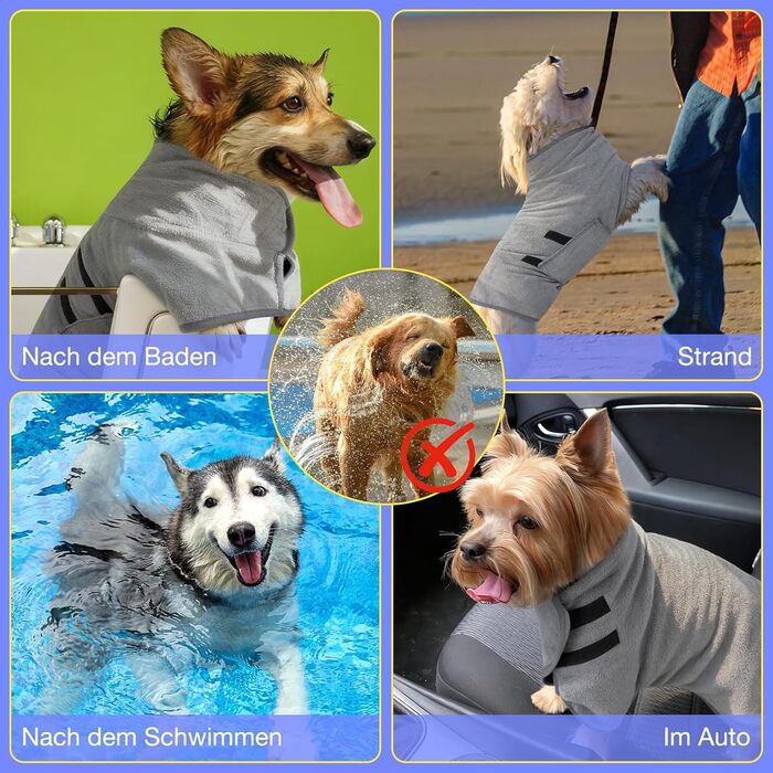 Рушник для собак Extra Saugfähig: Швидковисихаючий халат для собак з клямками, з мікрофібри, для великих, середніх та маленьких собак (XL)
