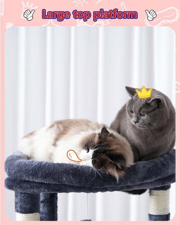 Великий котячий комплекс Gitelsnour для дорослих котів, 8 когтеточок, ігрова вежа з будиночком та гамаком, димчасто-сірий, для дому