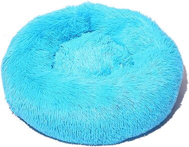 М'яке кругле ліжко для собак та котів Lukery з плюшу, зручне лежання, м'яке плюшеве ліжко для собак та котів маленьких, середніх та великих тварин (Блідо-морська зелена), 60 см, блакитний колір