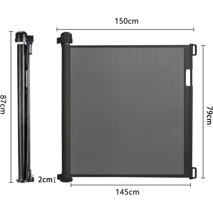Захист для воріт Naizy Rollo 0-150см: сітка для собак, захист від дітей, ролетний тип, чорний 150см