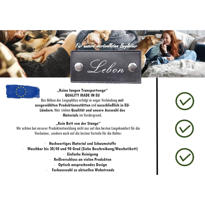 Подушка для собак Lebon Cruto XL Color - для відпочинку та ігор, Made in EU