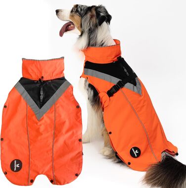 Водонепроникний дощовик для собак з винімним флісовим підкладкою, розмір L, помаранчевий