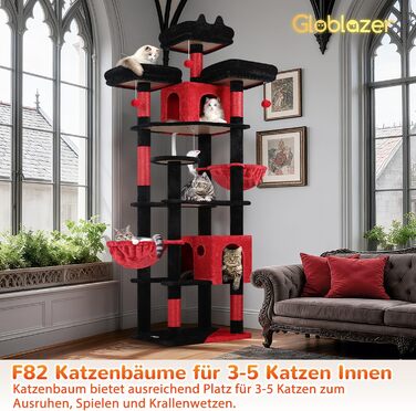 Драбина-будинок для котів Globlazer XXL 209 см з 3 сидіннями, 2 будиночками, 2 кошиками та великою платформою. Стабільна, для 3-5 котів.