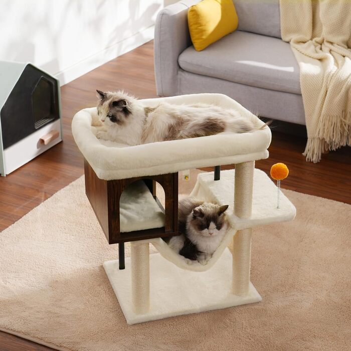 Котячий будиночок з дряпалкою Heybly HCT017WB, 57.5 см, Vintage Brown, велика платформа 54x40 см, сталеві труби, для великих котів