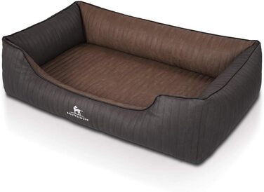 Ортопедичне собаче ліжко Knuffelwuff Outback XXL (120x85 см) з штучної шкіри - знімний чохол, легко мити, для великих, середніх та малих собак (Чорний/Коричневий)